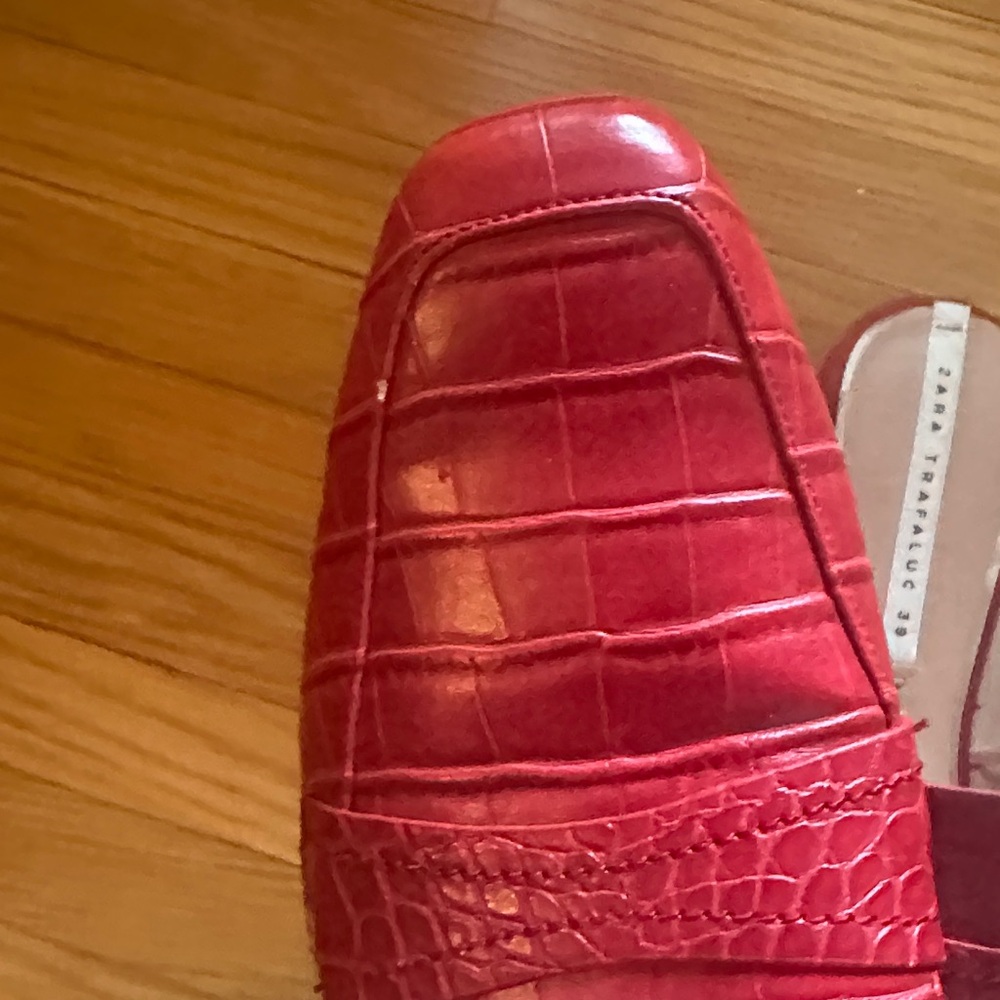 Zara Red Croc-Patterned Mules - image 4